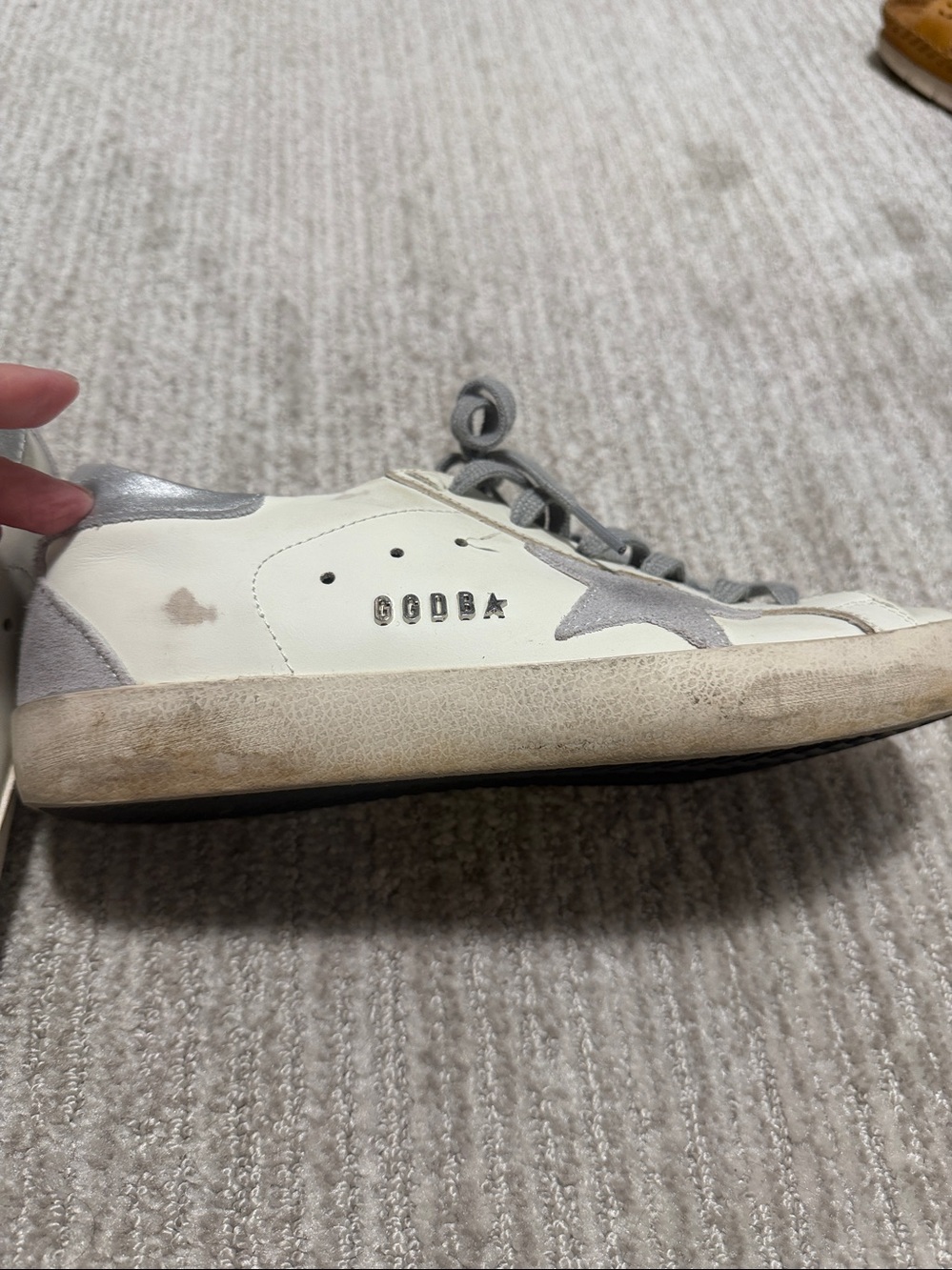Golden Goose White Leather Sneakers with Gray Star - Picture 4 of 4